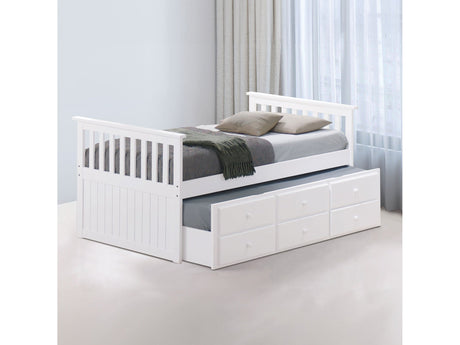 Clemens White Twin Captain Bed - Ornate Home