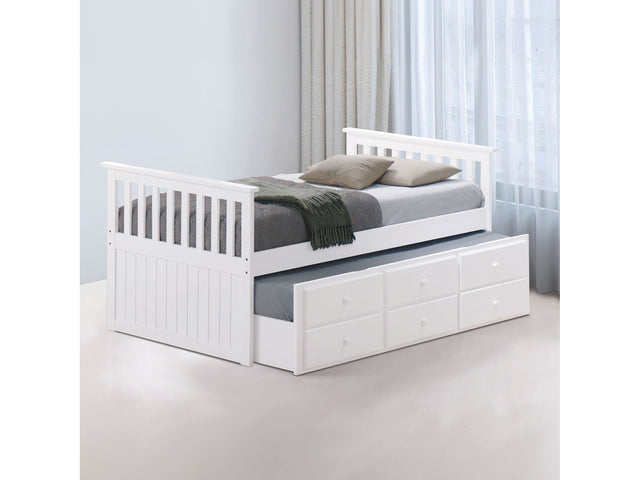 Clemens White Twin Captain Bed - Ornate Home