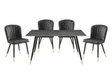 Clemente Gray/Charcoal/Black 5-Piece Dining Table Set - Ornate Home