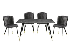 Clemente Gray/Charcoal/Black 5-Piece Dining Table Set - Ornate Home