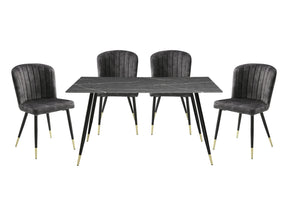 Clemente Gray/Charcoal/Black 5-Piece Dining Table Set - Ornate Home