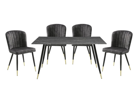 Clemente Gray/Charcoal/Black 5-Piece Dining Table Set - Ornate Home