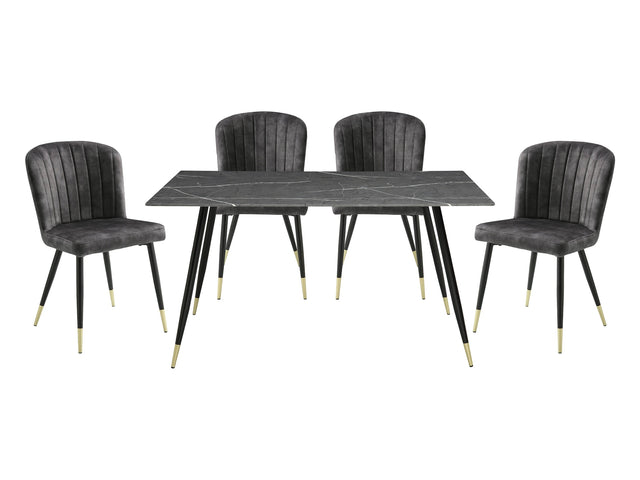 Clemente Gray/Charcoal/Black 5-Piece Dining Table Set - Ornate Home