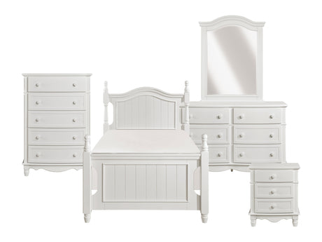 Clementine White 5-Piece Twin Bedroom Set - Ornate Home