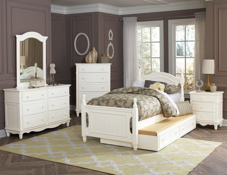 Clementine White Full Platform Bed with Twin Trundle - Ornate Home