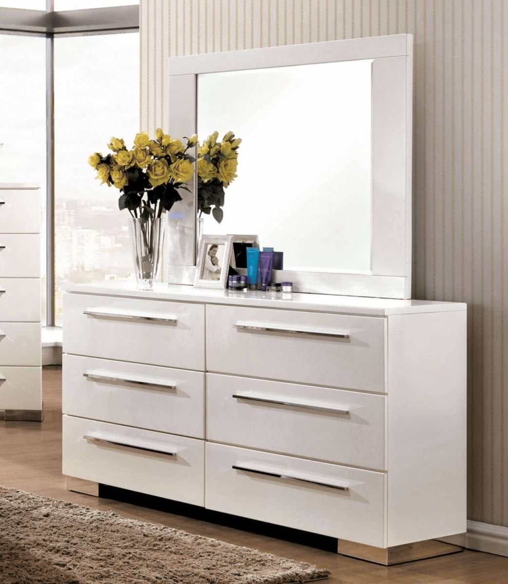 Clementine White & Gray 5pc Queen Bedroom Set w/ 2 Nightstand - Ornate Home