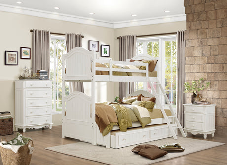 Clementine White Twin/Full Bunk Bed - Ornate Home