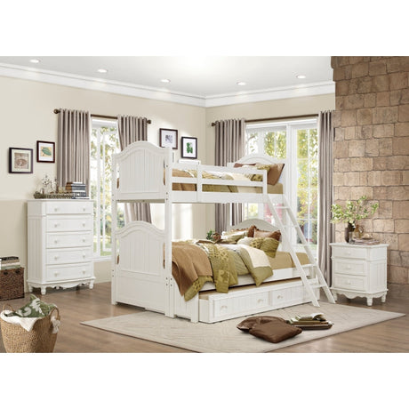 Clementine White Twin/Full Bunk Bed - Ornate Home