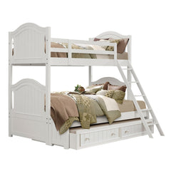 Clementine White Twin/Full Bunk Bed with Twin Trundle - Ornate Home
