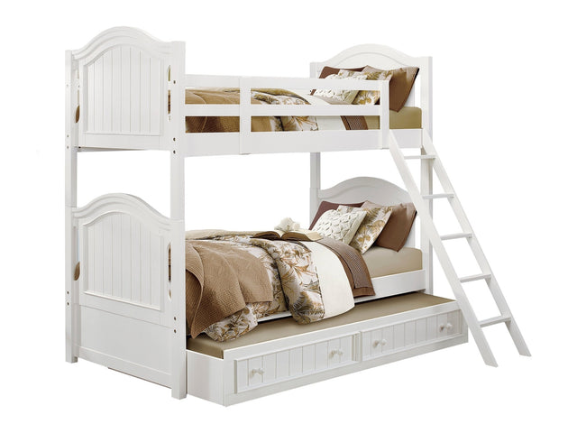Clementine White Twin/Twin Bunk Bed with Twin Trundle - Ornate Home