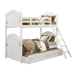 Clementine White Twin/Twin Bunk Bed with Twin Trundle - Ornate Home