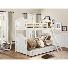 Clementine White Twin/Twin Bunk Bed with Twin Trundle - Ornate Home