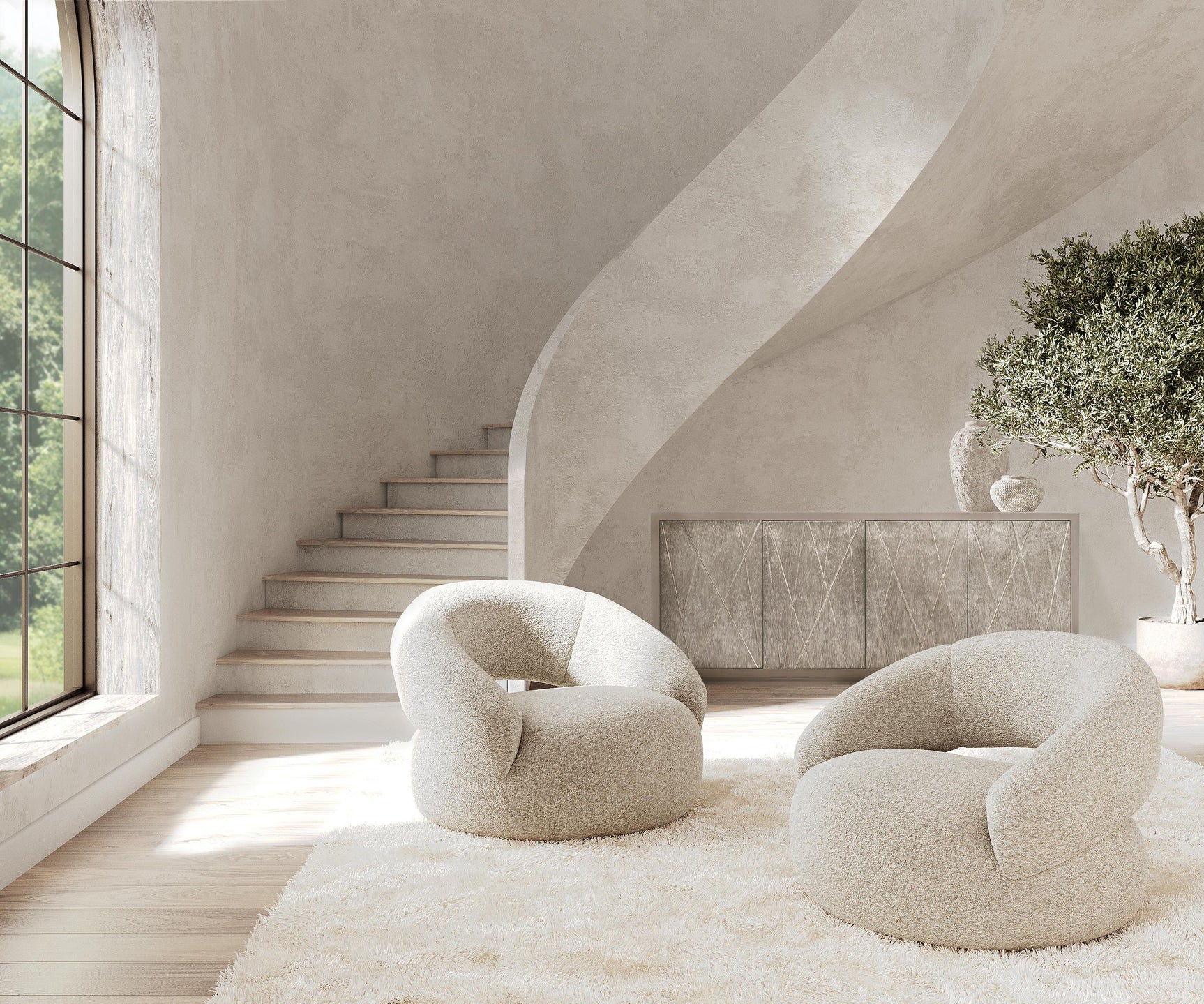 Cleo Beige/Tan Fabric Swivel Chair - Ornate Home