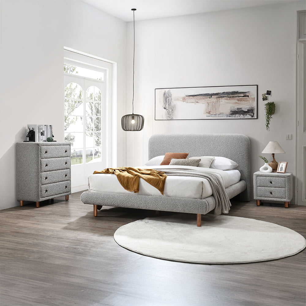 Cleo Gray Queen Bed - Ornate Home