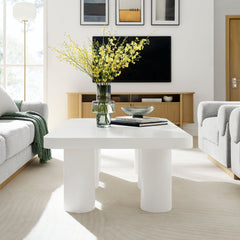 Cleo White 54" Rectangular Coffee Table - Ornate Home