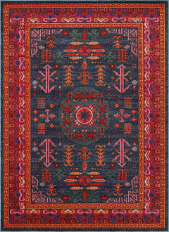 Cleveland Colorful Traditional Area Rug - Teal, Aqua, Navy - Ornate Home