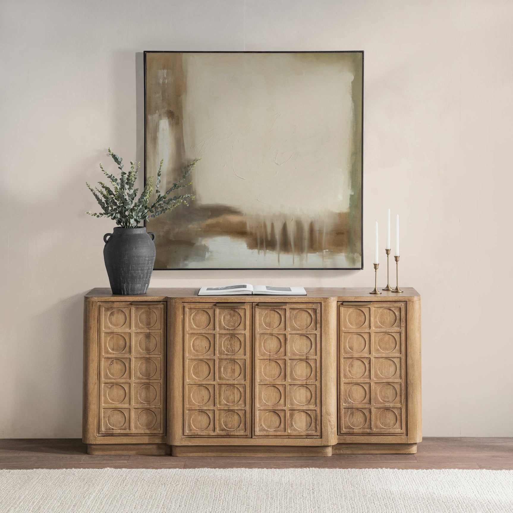 Cleveland Sandy Taupe 4 Door Cabinet - Ornate Home