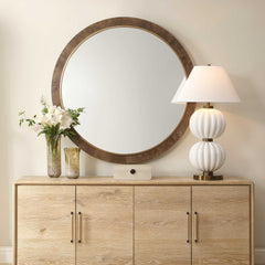 Cleveland Woodtone Round Burl Wood Mirror - Ornate Home