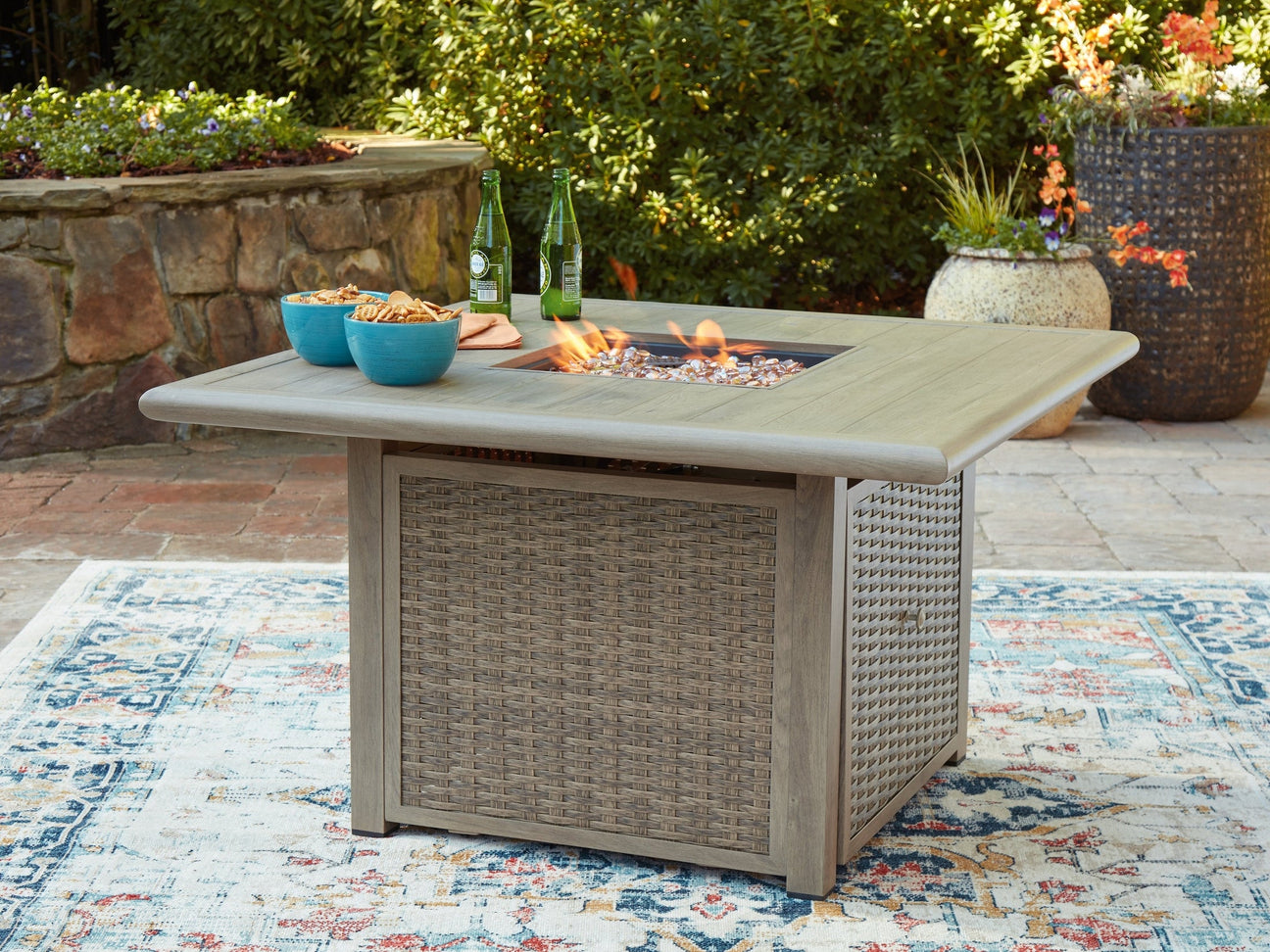 Cliff Trails Beige Fire Pit Table (Online Special Price) - Ornate Home