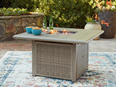 Cliff Trails Beige Fire Pit Table - Ornate Home
