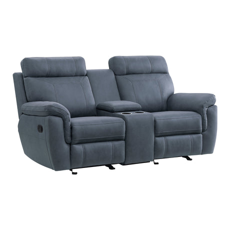 Clifton Blue Double Glider Reclining Loveseat - Ornate Home