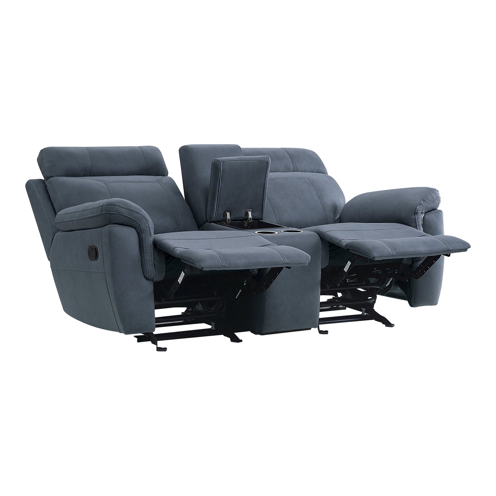 Clifton Blue Double Glider Reclining Loveseat - Ornate Home