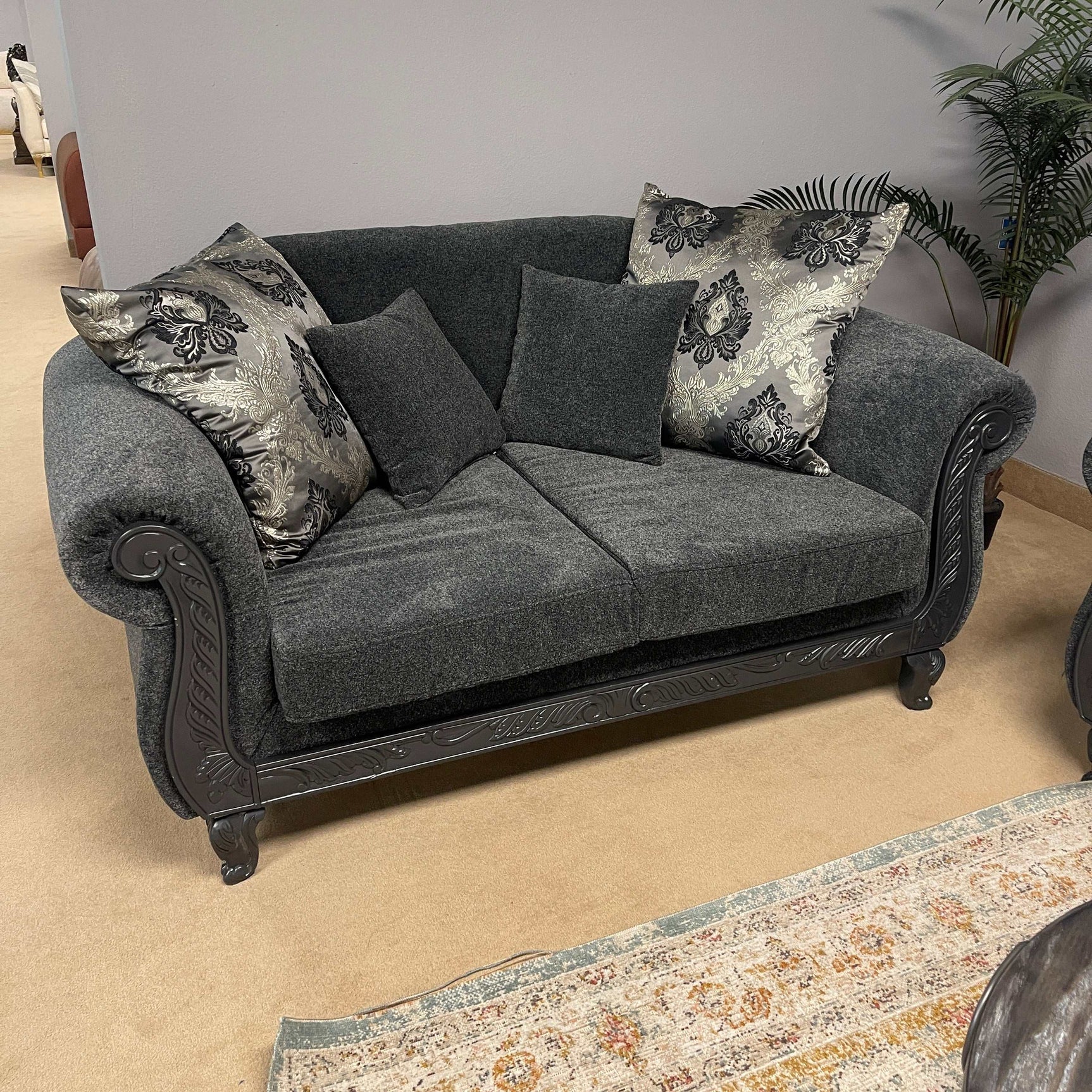 Clifton Dark Gray Sofa & Loveseat / 2pc - Ornate Home