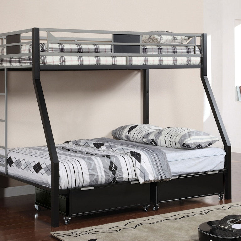 Clifton Silver/Gun Metal Twin/Full Bunk Bed - Ornate Home