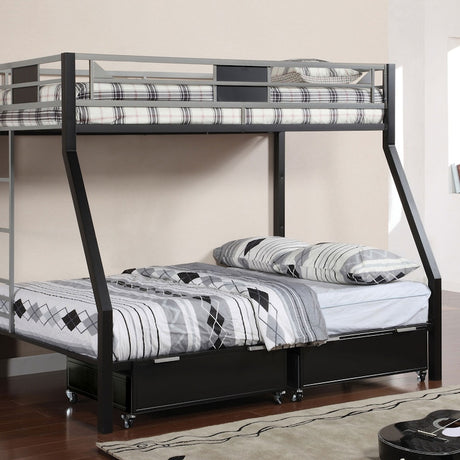 Clifton Silver/Gun Metal Twin/Full Bunk Bed - Ornate Home