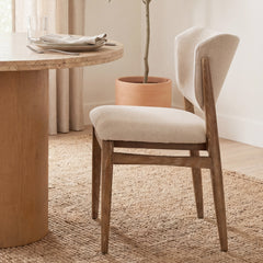 Cline Cream/Brown Curved Back Dining Side Chair (Set of 2) - Ornate Home