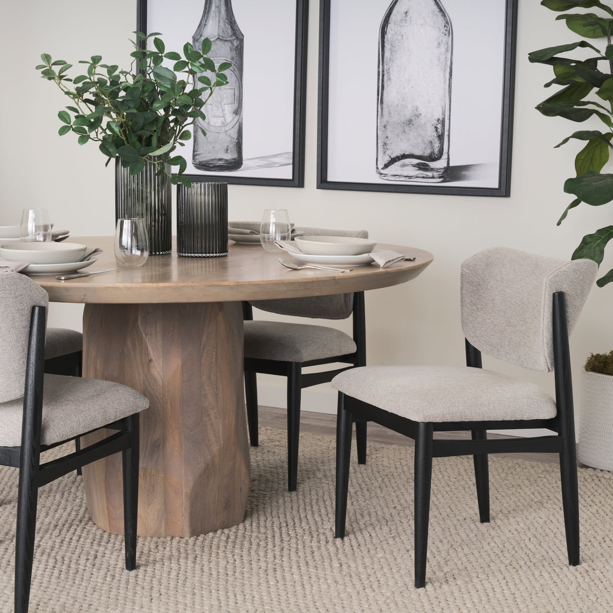 Cline Gray/Black Curved Back Dining Side Chair (Set of 2) - Ornate Home