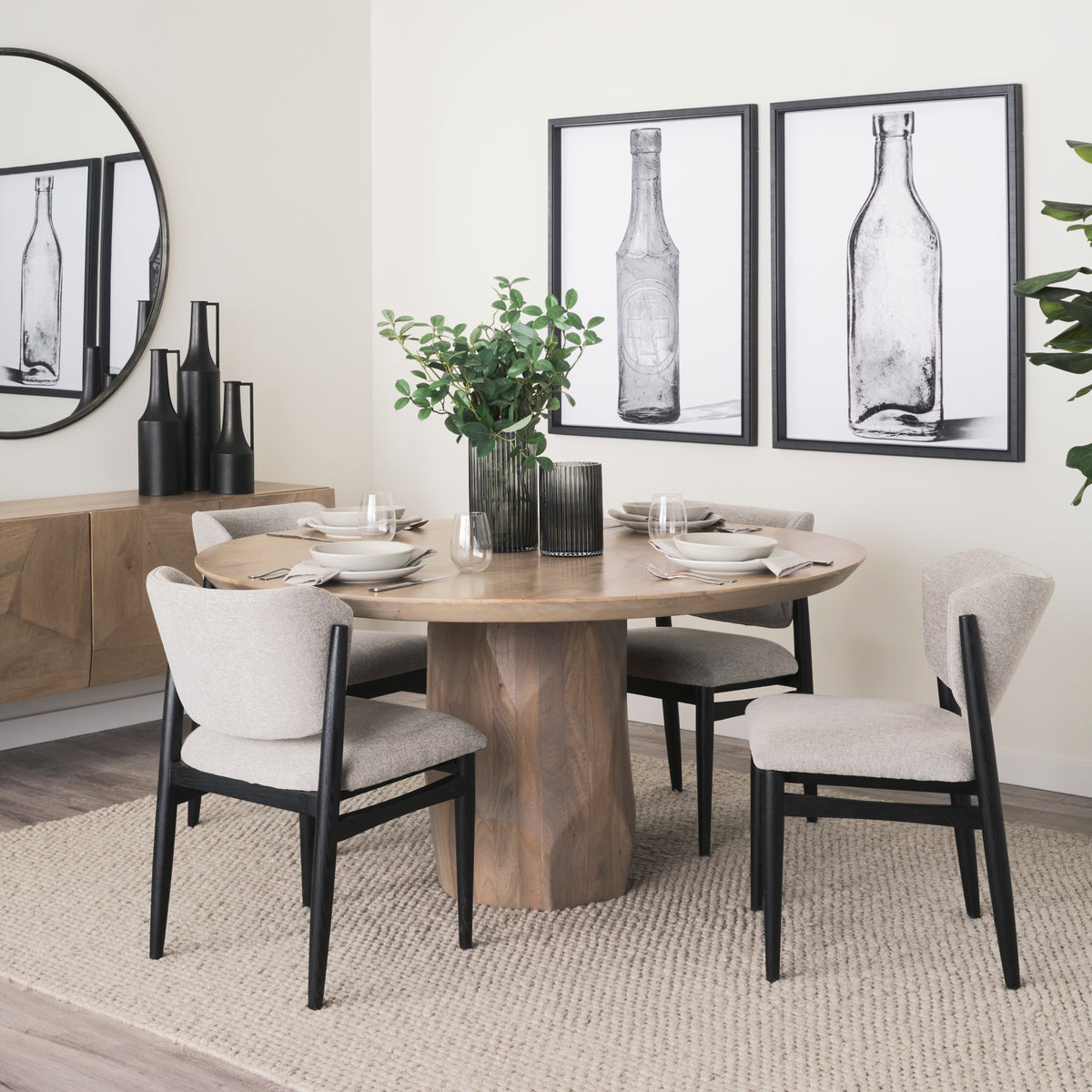 Cline Gray/Black Curved Back Dining Side Chair (Set of 2) - Ornate Home