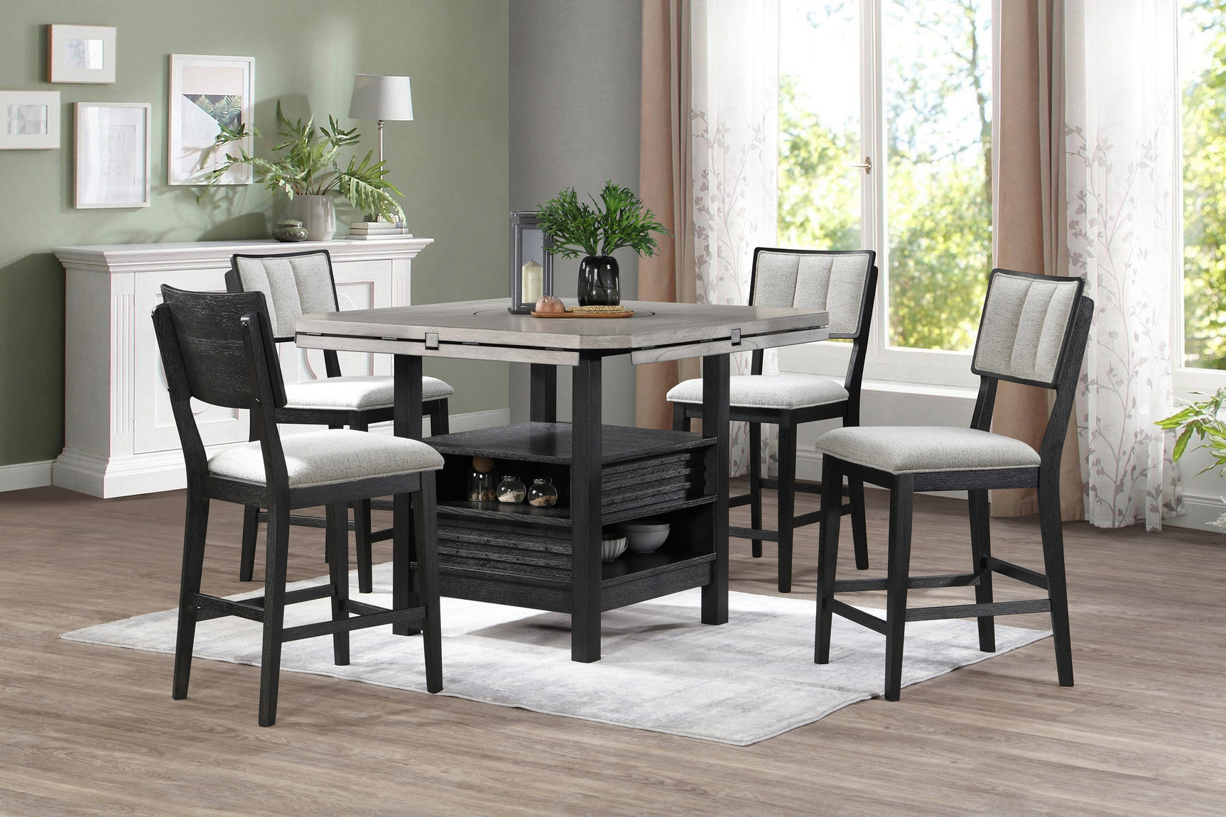 Cline Light Gray/Black Counter Height Dining Set - Ornate Home