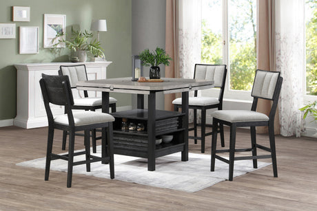 Cline Light Gray/Black Counter Height Dining Set - Ornate Home