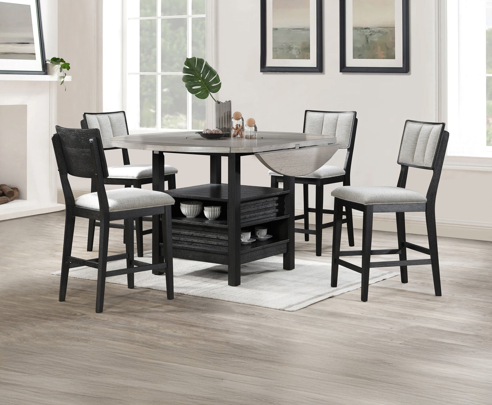 Cline Light Gray/Black Counter Height Dining Set - Ornate Home