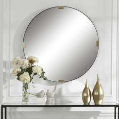 Clip Black/Gold Modern Round Mirror - Ornate Home