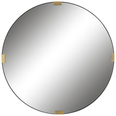 Clip Black/Gold Modern Round Mirror - Ornate Home