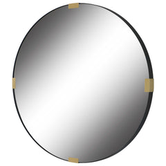 Clip Black/Gold Modern Round Mirror - Ornate Home