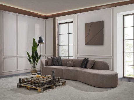 Cloe Mink Boucle 2pc Curved Sectional Sofa - Ornate Home