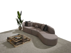 Cloe Mink Boucle 2pc Curved Sectional Sofa - Ornate Home