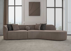 Cloe Mink Boucle 2pc Curved Sectional Sofa - Ornate Home