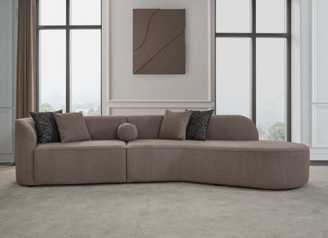 Cloe Mink Boucle 2pc Curved Sectional Sofa - Ornate Home