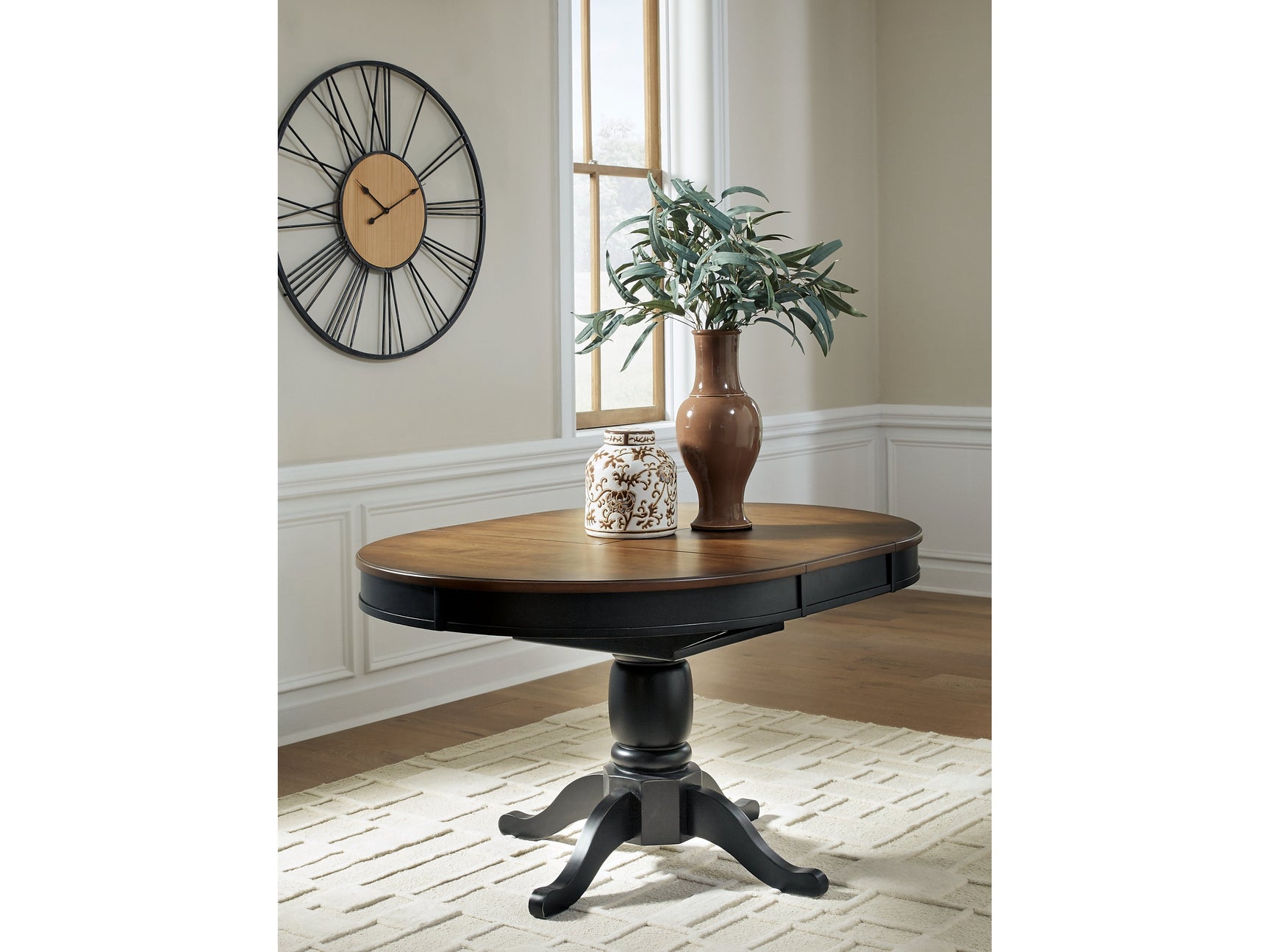 Clorazi Black/Brown Dining Butterfly Extension Table - Ornate Home