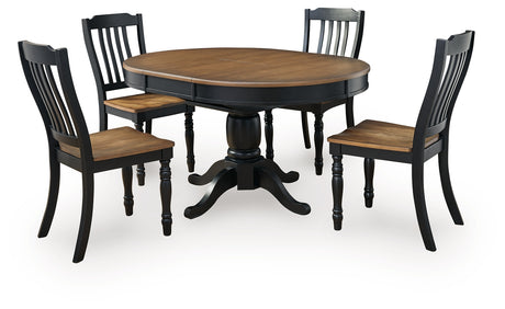 Clorazi Black/Brown Extension Dining Table and 4 Chairs - Ornate Home