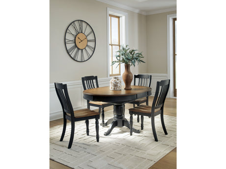 Clorazi Black/Brown Extension Dining Table and 4 Chairs - Ornate Home