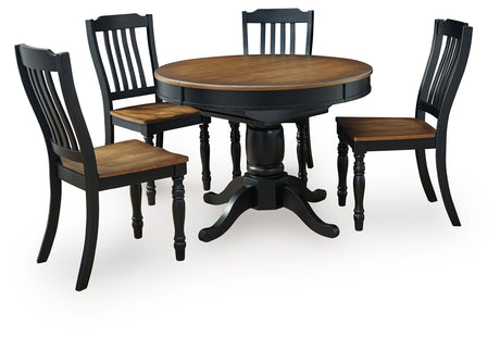 Clorazi Black/Brown Extension Dining Table and 4 Chairs - Ornate Home