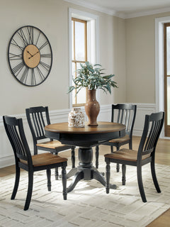 Clorazi Black/Brown Extension Dining Table and 4 Chairs - Ornate Home