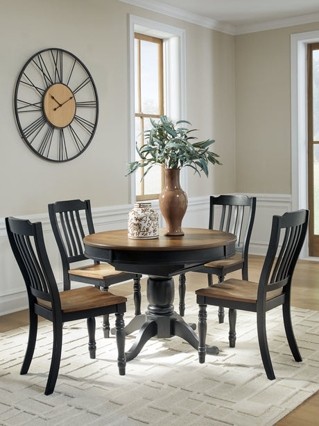 Clorazi Black/Brown Extension Dining Table and 4 Chairs - Ornate Home