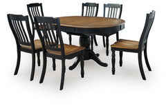 Clorazi Black/Brown Extension Dining Table and 6 Chairs - Ornate Home