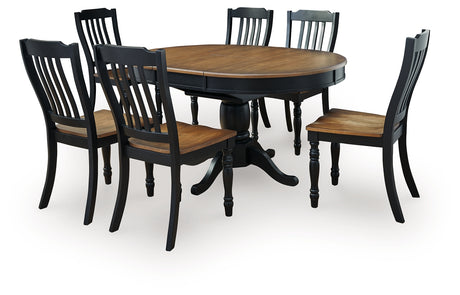 Clorazi Black/Brown Extension Dining Table and 6 Chairs - Ornate Home